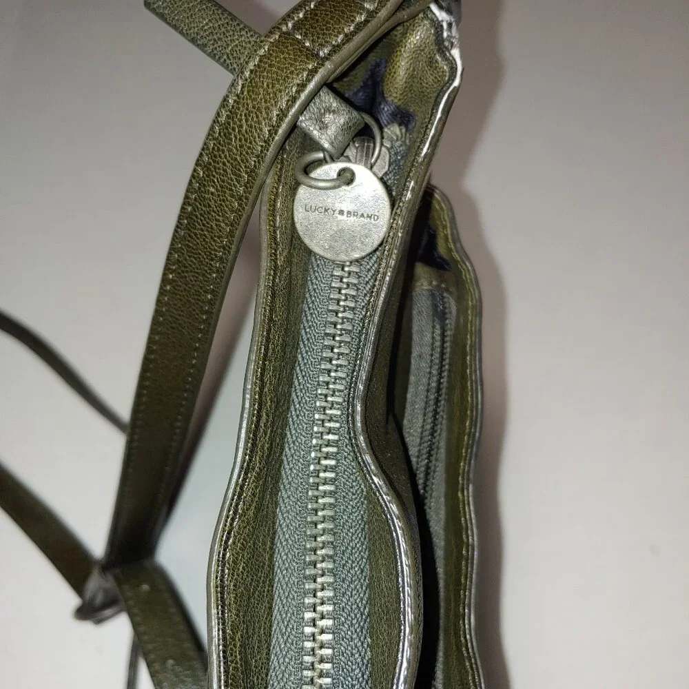 Lucky Brand Moss Green Pebbled Leather Crossbody Purse